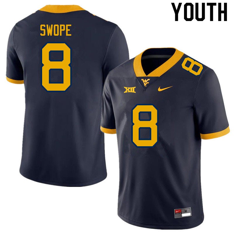 Youth #8 Ronan Swope West Virginia Mountaineers College Football Jerseys Sale-Navy - Click Image to Close